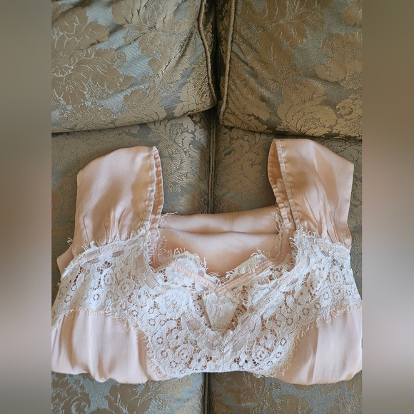 NWT Jen's Pirate Booty Lace Silky Maxi Dress In Peach - Picture 5 of 16